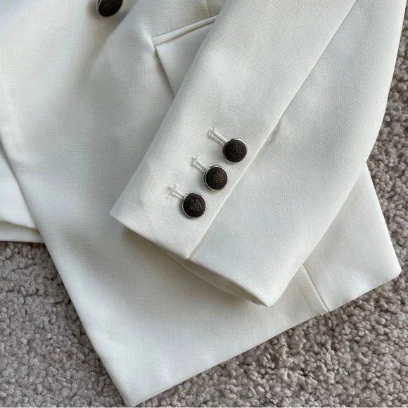 White House Black Market Ivory White Double Breasted Blazer Suit Jacket Size 0 - Picture 8 of 17